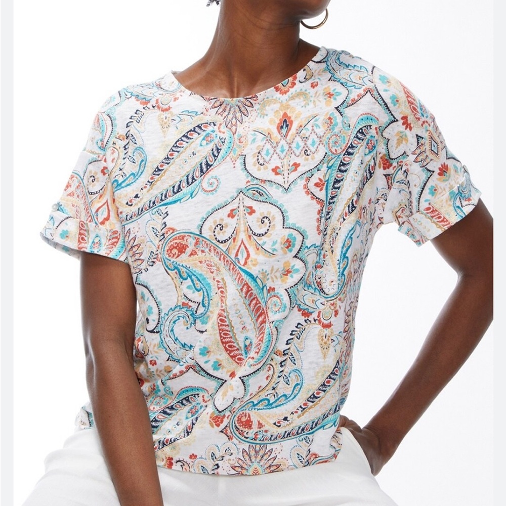 Chico’s Paisley relaxed Linen Tee